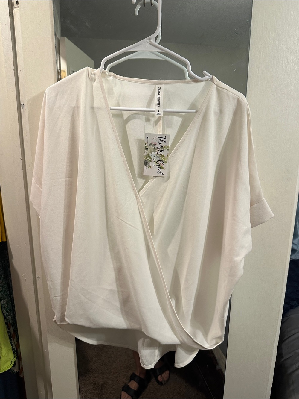 Vince Camuto Cream Wrap-Style Draped Blouse